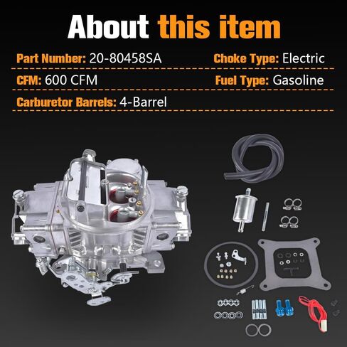 Carburetor 600 CFM 4-Barrel Electric Choke FIT Holley 4160 0-80458SA Square-Bore – Polished Aluminum, Vacuum Secondary, Dual Fuel Inlet, Street/Strip Gasoline Engines in Saudi Arabia