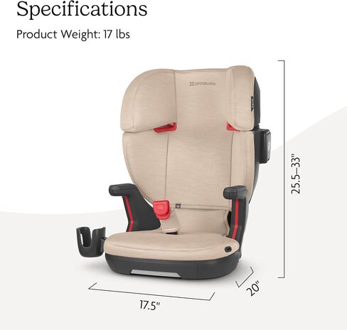 UPPAbaby Alta V2 High Back Booster Seat/Seven-Position, Active Support Headrest for Growing Children/SecureFit Integrated Belt Guide + Positioner/Cup Holder Included/Kavneer (Almond Mélange) in Kuwait