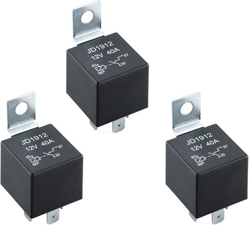 JD1912 Relay Automotive ، 12V 40a 4-Pin مع قوس حديدي ، ملاءمة عالمية لقوارب شاحنات السيارات (12V-40A-4PIN-1PCS) in Kuwait