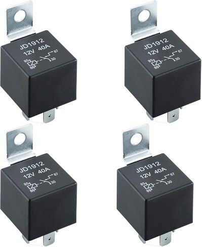 JD1912 Relay Automotive ، 12V 40a 4-Pin مع قوس حديدي ، ملاءمة عالمية لقوارب شاحنات السيارات (12V-40A-4PIN-1PCS) in Kuwait