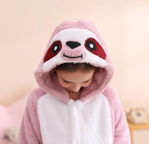 Simzoo Kids Animal Pajamas ، Boy Girls Sloth Cosplay Costume Wear ، ملابس واحدة للجنسين المنزل 4-13Y in Kuwait