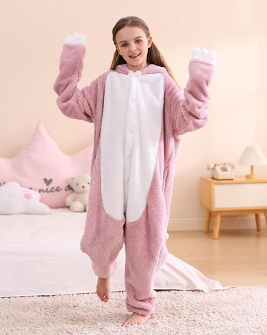 Simzoo Kids Animal Pajamas ، Boy Girls Sloth Cosplay Costume Wear ، ملابس واحدة للجنسين المنزل 4-13Y in Kuwait
