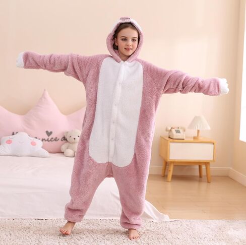Simzoo Kids Animal Pajamas ، Boy Girls Sloth Cosplay Costume Wear ، ملابس واحدة للجنسين المنزل 4-13Y in Kuwait