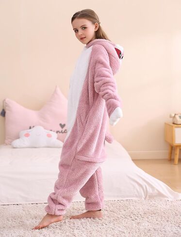 Simzoo Kids Animal Pajamas ، Boy Girls Sloth Cosplay Costume Wear ، ملابس واحدة للجنسين المنزل 4-13Y in Kuwait