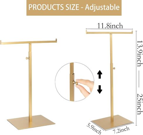 Purse Display Stand Jewelry Towers 2 Packs Stainless Steel Bag Stand Tabletop Adjustable Height Double Hook Hanging Jewelry Stands for Necklaces Organizer Home Store Boutique (Anti-fingerprint) in Saudi Arabia