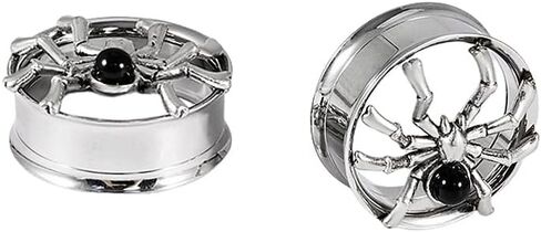 NewZenro Vintage Spider Ear Tunnels Plugs Expander Gauges Stretcher Screw Earrings for Men Stainless Steel Hypoallergenic Animal Personalized Piercing Body Jewelry for Halloween Party in Saudi Arabia