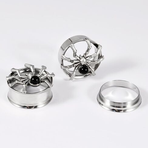 NewZenro Vintage Spider Ear Tunnels Plugs Expander Gauges Stretcher Screw Earrings for Men Stainless Steel Hypoallergenic Animal Personalized Piercing Body Jewelry for Halloween Party in Saudi Arabia