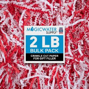 MagicWater Supply - 2 LB - Red & White - Crinkle Cut Paper Shred Filler great for Gift Wrapping, Basket Filling, Birthdays, Weddings, Anniversaries, Valentines Day, and other occasions in Saudi Arabia