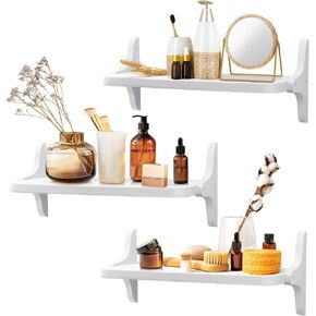 Wooden Floating Shelves for Wall, 23.6" W x 6" D x 0.8" H Large Wall Shelves, Hanging Storage Shelf with Sturdy Brackets for Living Room, Kitchen, Bathroom, Bedroom Decor, White, 2 Packs in Saudi Arabia