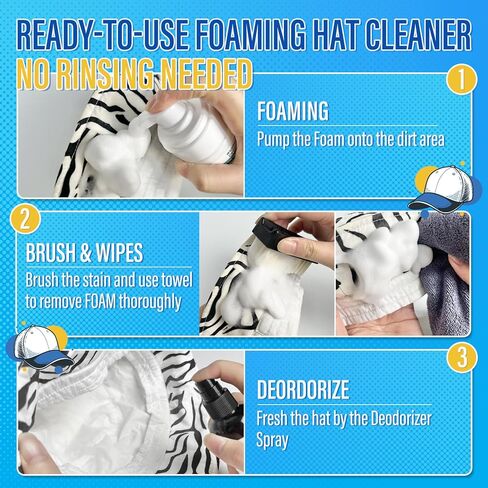 طقم منظف القبعة الاحترافي ، منظف القبعات اللطيف لقبعات البيسبول ، يزيل بقع العرق والأوساخ بأمان ، لجميع أنواع القبعات ، مجموعة منظف قبعة البيسبول ، مع رائحة رائحة ورائحة وفرشاة وألياف ميكروفيات in Kuwait