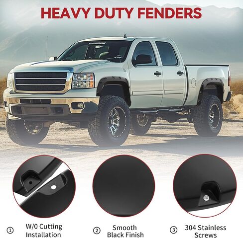 YITAMOTOR Fender Flares Kit Compatible with 2019-2024 Chevy Silverado 1500 (Excl. 2019 LD), Pocket Bolt-Riveted, Paintable Wheel Flares, 4 Pcs in Saudi Arabia