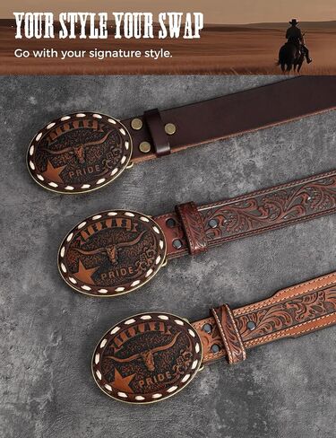Western Belt Buckle – 3D Engraved Genuine Leather Cowboy & Cowgirl Belt Buckle Fits 1.5 Inch Belts in Saudi Arabia