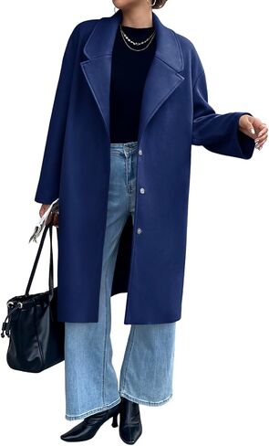 Cicy Bell Womens Long Fall Pea Coat Casual Slim Fit Notched Collar Trench Coats Single Breasted Jacket in Saudi Arabia