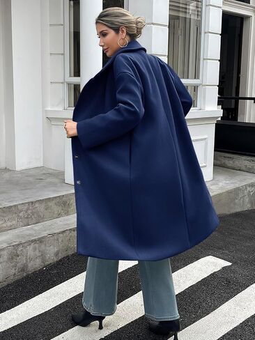 Cicy Bell Womens Long Fall Pea Coat Casual Slim Fit Notched Collar Trench Coats Single Breasted Jacket in Saudi Arabia