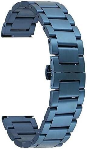 Butterfly Buckle 18/20/22/24mm Blue Solid Stail Stains Strap Bush Bush Bungh Hidden Buckle Straps STRAP (22 مم) in Saudi Arabia