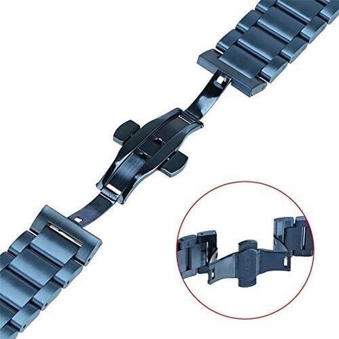 Butterfly Buckle 18/20/22/24mm Blue Solid Stail Stains Strap Bush Bush Bungh Hidden Buckle Straps STRAP (22 مم) in Saudi Arabia