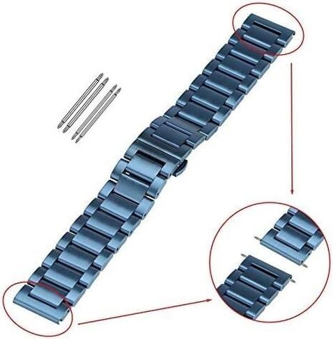Butterfly Buckle 18/20/22/24mm Blue Solid Stail Stains Strap Bush Bush Bungh Hidden Buckle Straps STRAP (22 مم) in Saudi Arabia