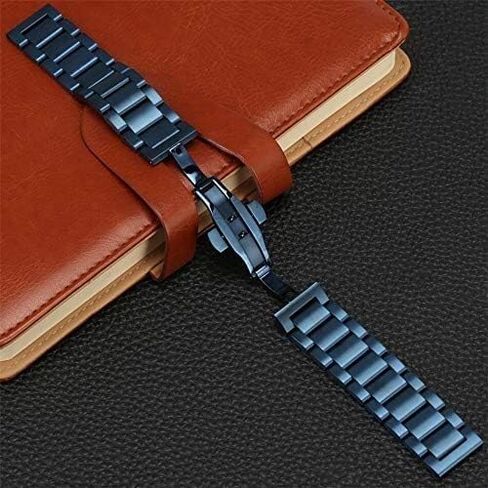 Butterfly Buckle 18/20/22/24mm Blue Solid Stail Stains Strap Bush Bush Bungh Hidden Buckle Straps STRAP (22 مم) in Saudi Arabia