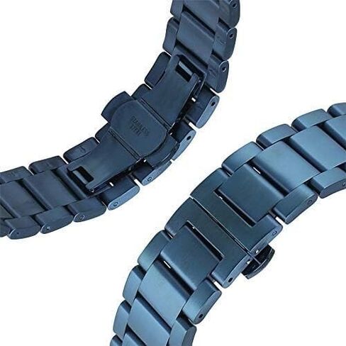 Butterfly Buckle 18/20/22/24mm Blue Solid Stail Stains Strap Bush Bush Bungh Hidden Buckle Straps STRAP (22 مم) in Saudi Arabia