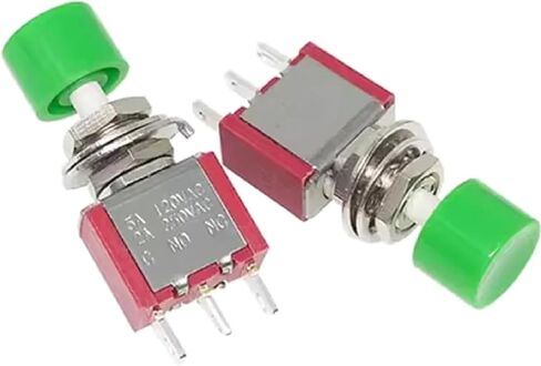 6mm Mini Momentary Push Button Switch, 3-Pin ON-(ON), 2A 250VAC/5A 120VAC, Copper Construction (Red) in Saudi Arabia