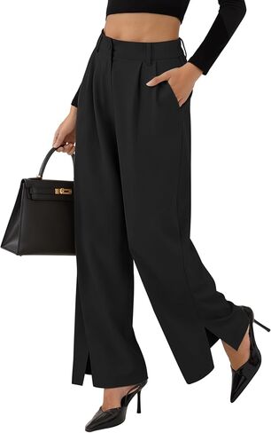 ZAFUL Womens Wide Leg Pants Elastic High Waisted Business Casual Trousers Work Dress Pants with Pockets 2025 in Saudi Arabia
