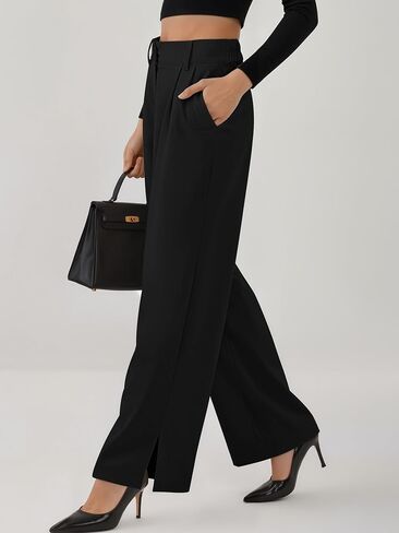 ZAFUL Womens Wide Leg Pants Elastic High Waisted Business Casual Trousers Work Dress Pants with Pockets 2025 in Saudi Arabia