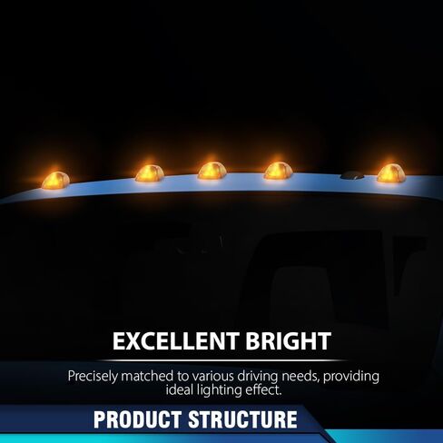PIT66 5PCS CAB ROOD MARKER مصابيح تشغيل مع مصابيح LED بيضاء FIT FORD E250 E350 E450 F150 F250 F350 F450 F550 Super Duty Pickup Truck 1999-2017 8C34-15442-CB ، 8C34-15442-AD AD AD in Saudi Arabia