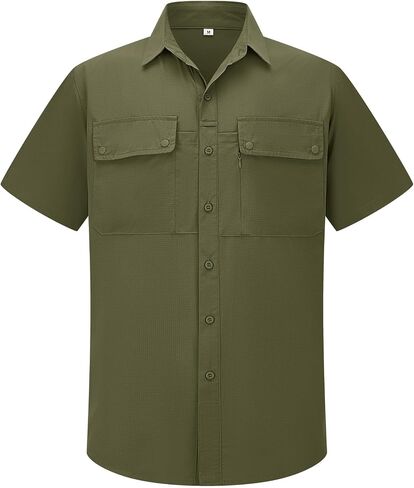linlon Safari Shirt Men Short Sleeve UPF 50 UV Sun Protection Quick Dry Hiking Fishing Shirts in Saudi Arabia