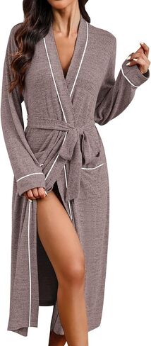 Ekouaer Womens Robe Retrob Bathrobe خفيفة الوزن ناعم Kimono أردية السيدات Sleepwear S-XXL in Saudi Arabia