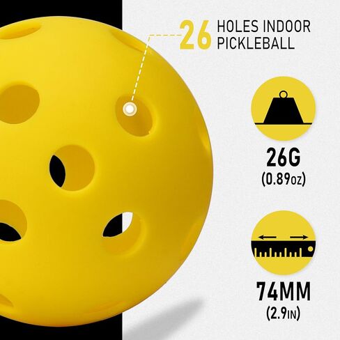 مجموعة كرات بيكلبول إيزي تايم، 40 كرة بيكلبول للرياضة الخارجية، 26 فتحة للداخل، ارتداد متين للغاية ومتسق، معيار USAPA لرياضة بيكلبول، 4/6/12 حزمة للاختيار in Kuwait