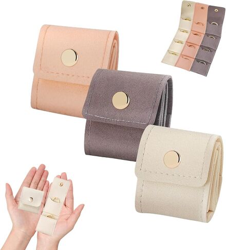 3PCS Mini Travel Jewelry Bag Travel Jewelry Roll Bag with Buckle Foldable Multi Functional Travel Jewelrys Pouch with Buckle Small Jewelry box for Earrings, Rings, Necklaces in Saudi Arabia