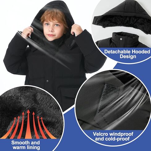 UVIPC 6-12 سنوات أولاد الشتاء معطف الأطفال دافئ سترة الرياح المعاطف المقاومة للمياه منتفخ خارج الملابس in Kuwait