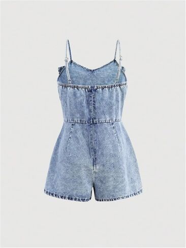 Floerns Girl's Cute Bowknot Rompers Spaghetti Strap Denim Shorts Jumpsuit in Saudi Arabia