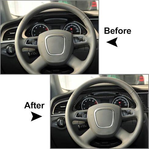 6PCS Carbon Fiber Dash Board Instrument Panel Dashboard Trim Cover Grain Interior Decoration for Audi A4 2009-2010 For A4L 2009-2012, LHD in Saudi Arabia