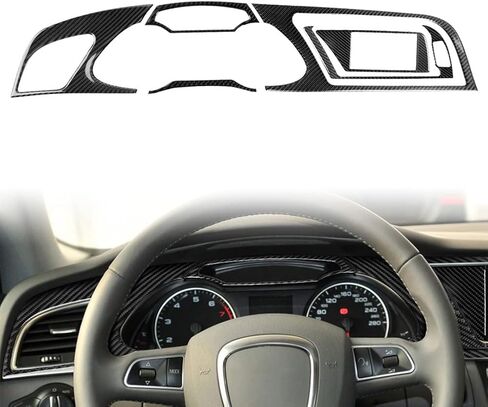6PCS Carbon Fiber Dash Board Instrument Panel Dashboard Trim Cover Grain Interior Decoration for Audi A4 2009-2010 For A4L 2009-2012, LHD in Saudi Arabia