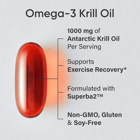 Sports Research® Omega-3 Krill Oil 1000mg - Pure Antarctic Superba Krill with Phospholipids, Choline & Astaxanthin - MSC Certified Sustainable · Non-GMO · Gluten Free - 60 Softgels in Saudi Arabia