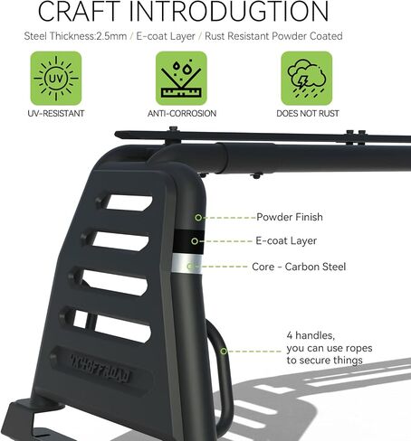 T-rexo Series Sport Roll Bar Compatible with for Tacoma, Ranger, Canyon, Frontier | No Drilling Required | Light Mount | Compatible/Tri-fold/Roll-up/Tri-fold Cover in Kuwait