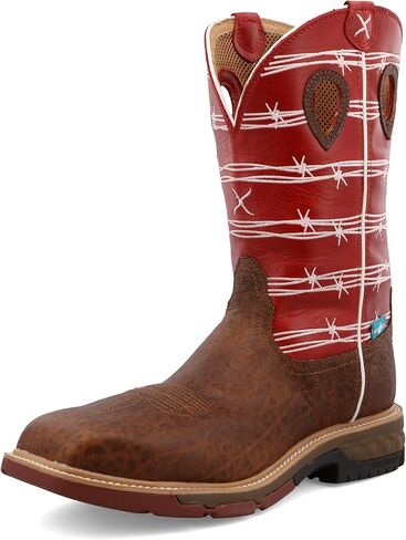 Men's 12" Western Work Boot - Casual Western Boots for Men, Brown & Orange, 13 D in Saudi Arabia