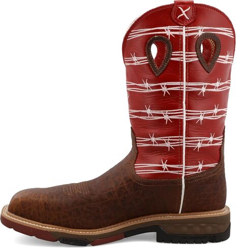 Men's 12" Western Work Boot - Casual Western Boots for Men, Brown & Orange, 13 D in Saudi Arabia