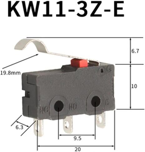 Micro Limit Switch with Roller Lever, 5A 250VAC, NO/NC Contact, 10-Pack (KW11-3Z-5) in Saudi Arabia