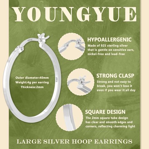 Youngyue 925 Sterling Silver Hoop أقراط للنساء الأطواق الرقيقة من الذهب 14k من الذهب. in Kuwait