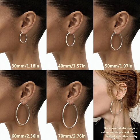 Youngyue 925 Sterling Silver Hoop أقراط للنساء الأطواق الرقيقة من الذهب 14k من الذهب. in Kuwait