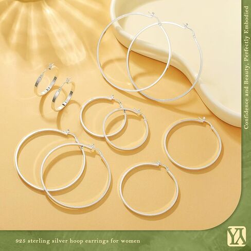 Youngyue 925 Sterling Silver Hoop أقراط للنساء الأطواق الرقيقة من الذهب 14k من الذهب. in Kuwait