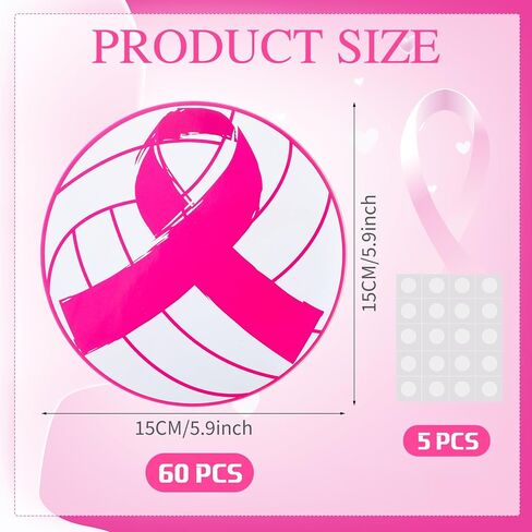 Marspark 60 Pcs Hot Pink Volleyball Cutouts Pink Out Party Supplie Volleyball Party Decorations DIY Sport Theme Essentials for Breast Cancer Awareness Charity Events(Classic) in Saudi Arabia