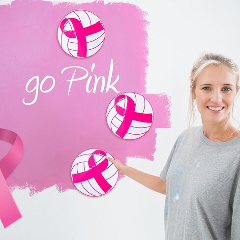 Marspark 60 Pcs Hot Pink Volleyball Cutouts Pink Out Party Supplie Volleyball Party Decorations DIY Sport Theme Essentials for Breast Cancer Awareness Charity Events(Classic) in Saudi Arabia