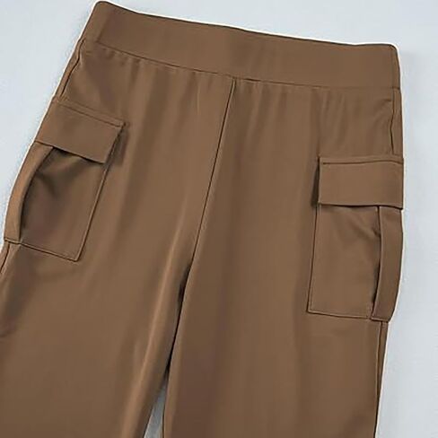 High Waisted School Uniform Pants for Girls Flare Wide Leg Baggy Sweatpants Casual Trendy Side Pocket Lounge Athletic Joggers in Saudi Arabia