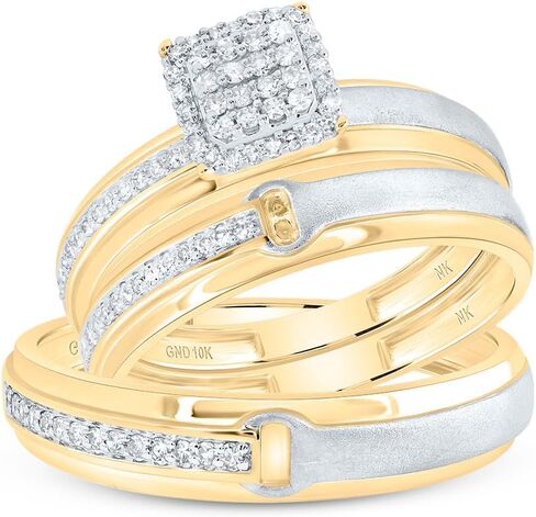 Jewels by Lux 10kt Gold Gold His & Hers 1/4 CTTW Diamond Cushion Wedding Ring Band Fand ، Women Size: 5-9 ، Men Size: 8-12 in Saudi Arabia