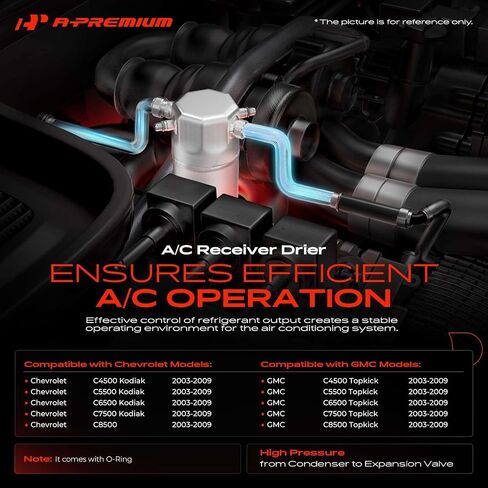 A-Premium Aluminum Air Conditioning A/C Receiver Drier Compatible with Chevrolet C4500 C5500 C6500 C7500 Kodiak, C8500 & GMC C4500 C5500 C6500 C7500 C8500 Topkick, 2003-2009, Silver in Saudi Arabia