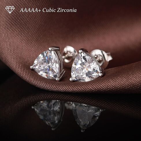 المثلث الفضي الجنيه الفضي CZ Diamond Stud أقراط للنساء رجال 18 كيلو متر مطلي 3 تريليون مقطوعة في قرط الماس مزيف in Saudi Arabia
