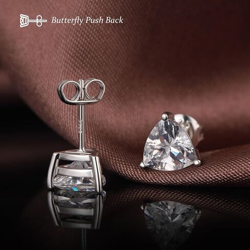 المثلث الفضي الجنيه الفضي CZ Diamond Stud أقراط للنساء رجال 18 كيلو متر مطلي 3 تريليون مقطوعة في قرط الماس مزيف in Saudi Arabia